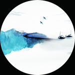 新中式山水船泊意境圆