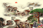 长城国画背景墙