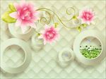 3D圆圈软包玫瑰花背景墙