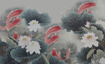 荷花鲤鱼图