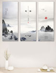 意静中式客厅书房装饰画无框画设