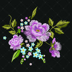 鲜花绣花图 高清分层图