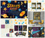 手绘星星宇宙太空水彩画