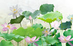 荷花壁画