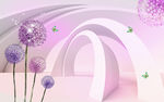 梦幻蒲公英3D空间电视背景墙