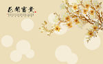 花开富贵玉兰简约圆圆电视背景墙