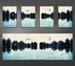 现代中式写意山水背景墙装饰画