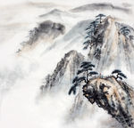 水墨山水壁画