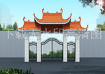 仿古大门 铁艺大门 大门效果图