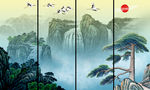 水墨屏风画