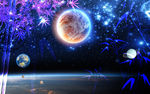 梦幻星空太空竹子电视背景墙