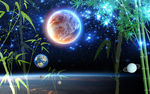 梦幻星球星空竹子电视背景墙