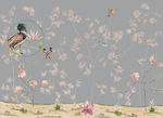 纯手绘新中式花鸟背景图案