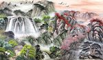 国画山水电视背景墙