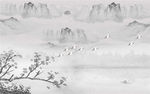 新中式水墨山水背景墙壁画