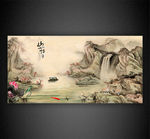 高清大理石纹水墨山水画