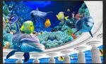 海底世界鱼群罗马3D背景墙壁纸