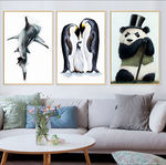 欧简约小清新鲸鱼儿童房无框画