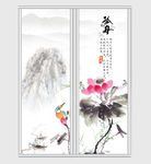 唯美艺术花鸟创意移门