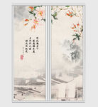 中国风唯美风景移门