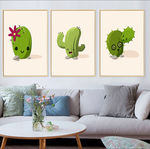 北欧可爱卡通仙人掌儿童房无框画