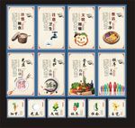 食堂文化蓝色背景展板8块图片