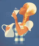 金发美女牛奶餐饮品果汁营养插图