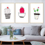 北欧风线条小清新植物图案装饰画