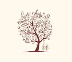 节日树  圣诞树 卡通树