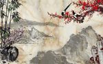 大理石纹水墨画背景墙