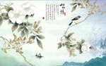 山水情禅意意境花鸟高清背景墙