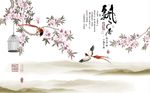 飘香大型手绘花鸟墙纸背景墙