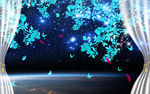梦幻花卉蝴蝶窗帘星空电视背景墙