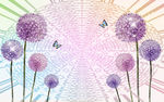 梦幻蒲公英蝴蝶花纹电视背景墙