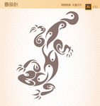 壁虎纹身矢量图