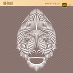 灵长类反色线条矢量图