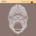 灵长类反色线条矢量图