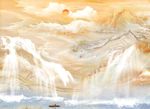 瀑布山水流水生财大理石纹罗马柱