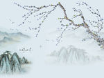 新中式 装饰画 山水画 桃花