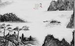 水墨山水手绘树背景墙