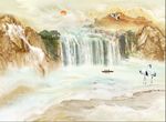 大理石山水风景画流水生财瀑布