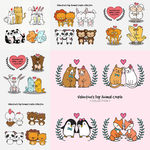 手绘情人节卡动物设计元素