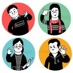 卡通可爱小人打手势