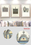 欧式古典建筑无框画客厅装饰画