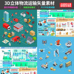 扁平3D物流快递机器人卡通