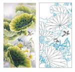 艺术玻璃屏风 荷花翠鸟