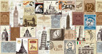 英伦复古风格邮票大型壁画