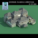 中式建筑 多层建筑 别墅模型