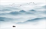 新中式禅意水墨抽象山水壁画