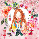 手绘风美女图片
